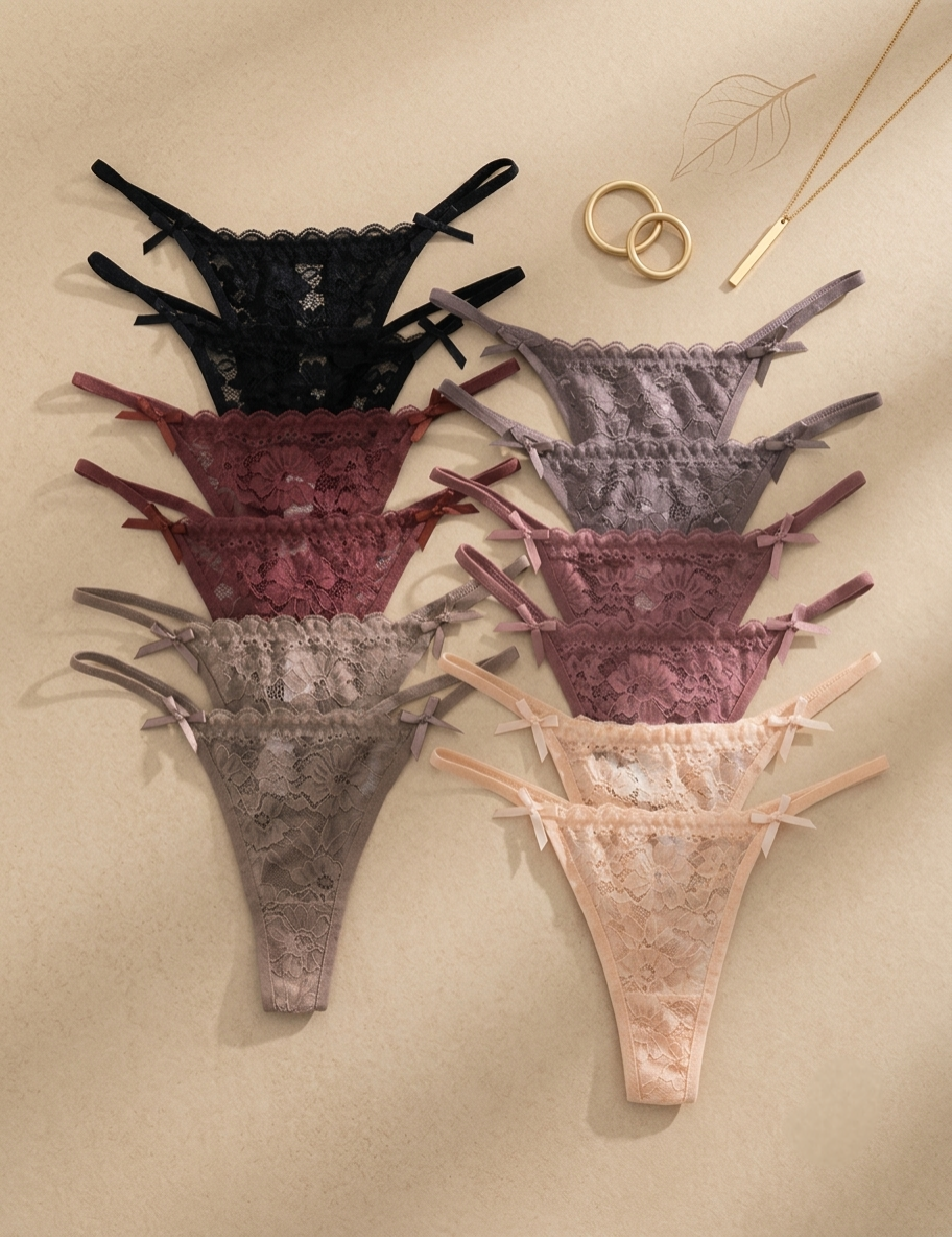 Tanga encaje moño